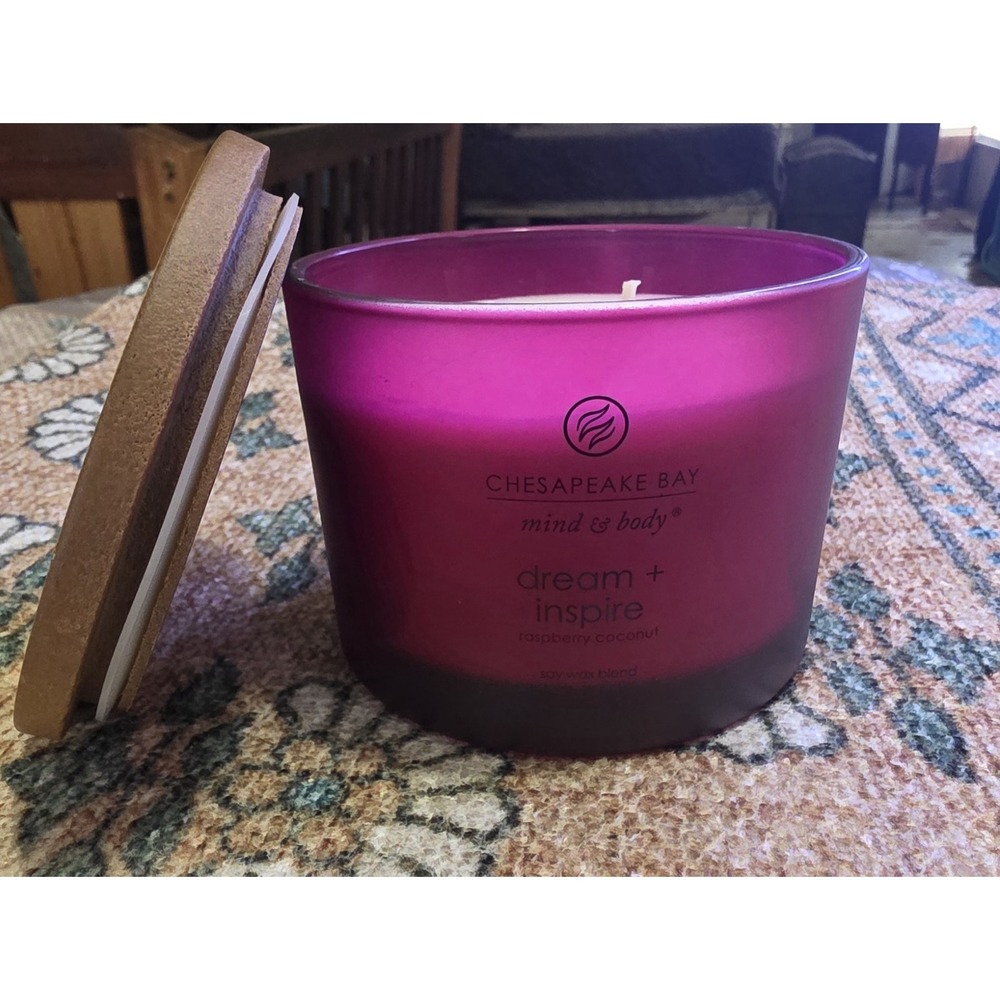 Chesapeake Bay Mind & Body Dream + Inspire Raspberry Coconut Soy Wax Candle New